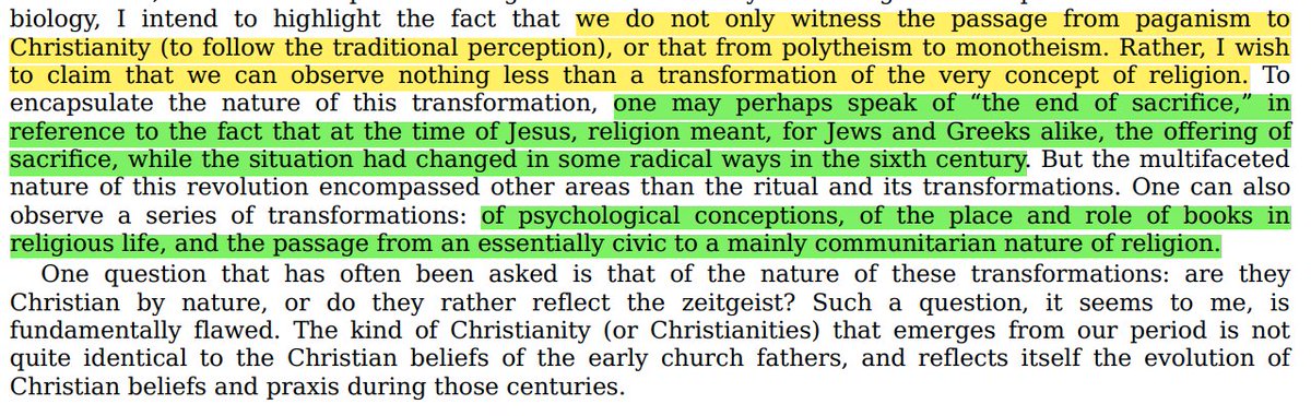 Indian_Anthro's tweet photo. A radical religious change occurred in the Western world from the sixth century where the concept of religion itself changed from offering sacrifices to the God to a new mainly communitarian religion which also held the book in high regard. https://t.co/9vT6n9iMCR