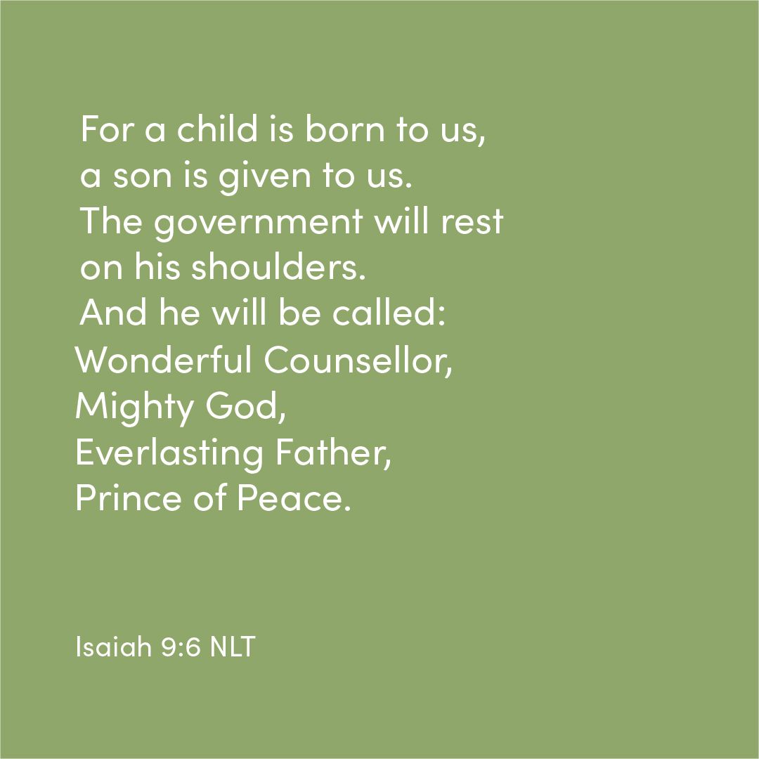 jjohnglobal's tweet photo. // verse of the day //

Isaiah 9:6 
For a child is born to us, a son is given to us. The government will rest on his shoulders. And he will be called: Wonderful Counsellor, Mighty God, Everlasting Father, Prince of Peace.

#VerseOfTheDay https://t.co/DUhAUJ5kJ7