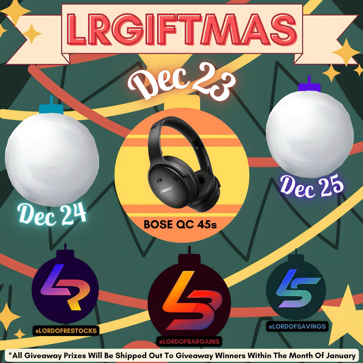 🏆 Lord’s Wall Of Fame (Posting Success & Updates) (@lordwalloffame) on Twitter photo 🎶 On The First Day Of #LRGiftmas
<a href="/LordOfBargains/">LordOfBargains (In Slumber)</a> Gave To Me…
🎧 Bose QC 45 Headphones To One Lucky Winner
✍️ To Enter -
🫂 Be Following <a href="/LordOfBargains/">LordOfBargains (In Slumber)</a>
❤️ Like & Retweet This Post
💬 Comment With Your Favorite Holiday Food
✉️ Entries Accepted Until 11:59 PM PST On 12/23/23 🎶 On The First Day Of #LRGiftmas
<a href="/LordOfBargains/">LordOfBargains (In Slumber)</a> Gave To Me…
🎧 Bose QC 45 Headphones To One Lucky Winner
✍️ To Enter -
🫂 Be Following <a href="/LordOfBargains/">LordOfBargains (In Slumber)</a>
❤️ Like & Retweet This Post
💬 Comment With Your Favorite Holiday Food
✉️ Entries Accepted Until 11:59 PM PST On 12/23/23