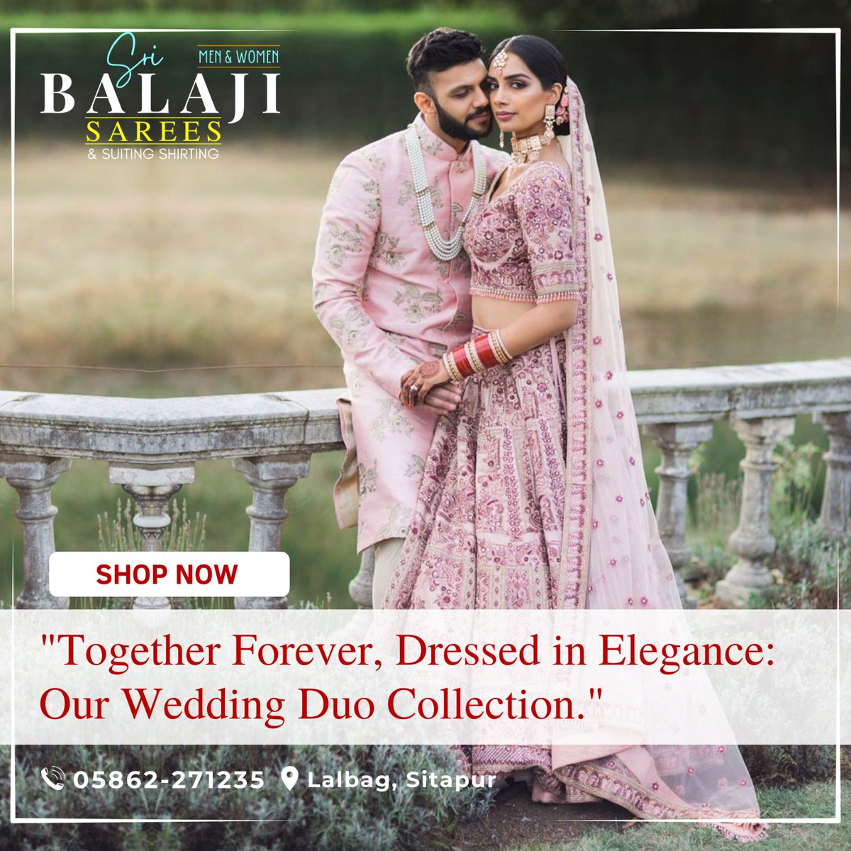 Together Forever, Dressed in Elegance : Our Wedding Due Collection💑
👉Shop Now
Sri Balaji Sarees
Address :- Lalbag, Sitapur
Contact No. :- 05862-271235
.
#indianfashion #Ethnicwear #weddingwear #weddingcollection #weddingday #lehengas🥳 #sherwani #ethniclook #balaji #sitapur