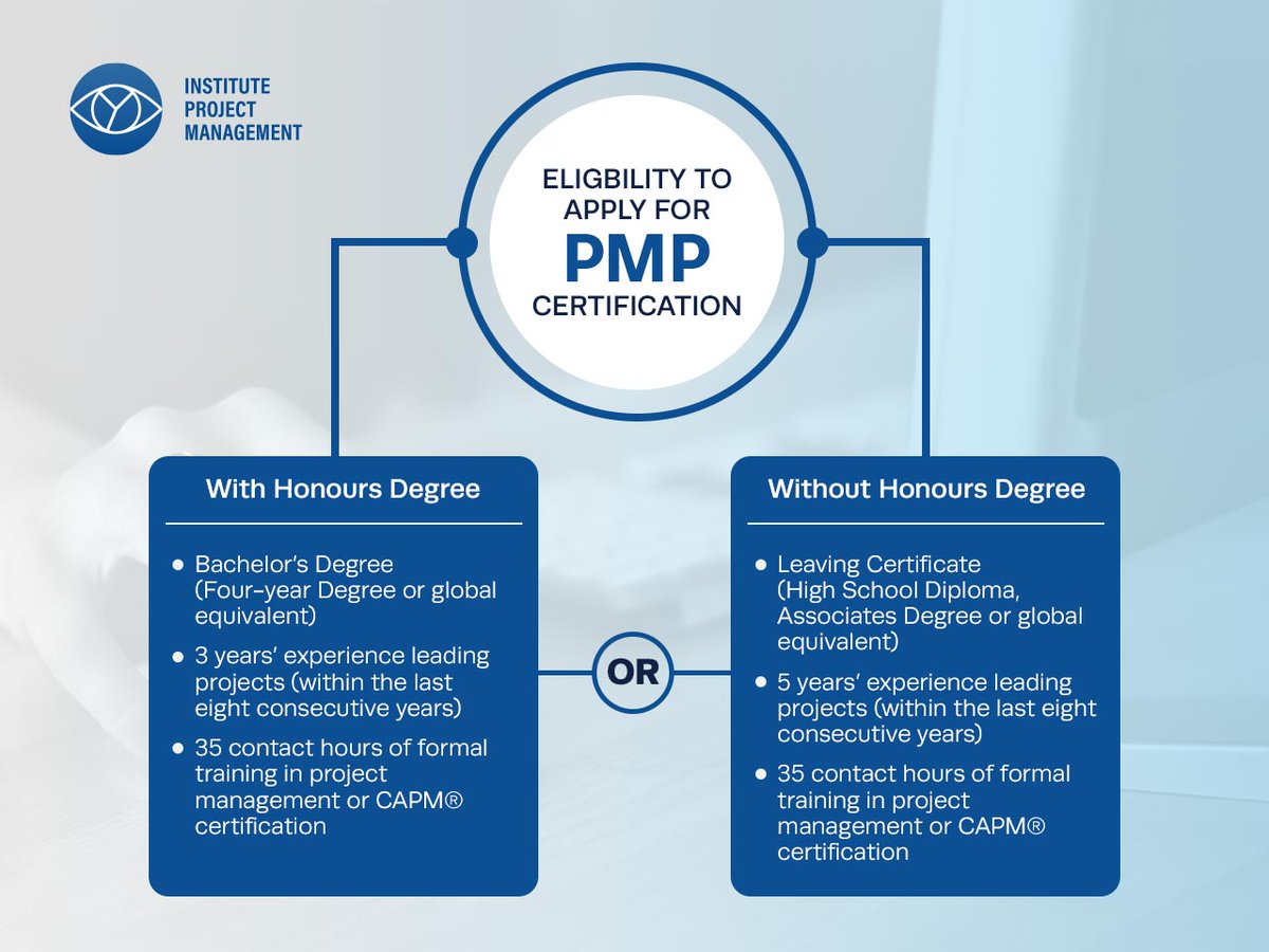 ProjectMgmtInst's tweet image. To apply for the PMP® exam, make sure you meet the requirements.

IPM offers a PMP Passport course to help you sit and pass the PMP® exam. For more information, please visit bit.ly/3Nyr0Ft 

#pmp #pmpcertification #projectmanagementprofessional
