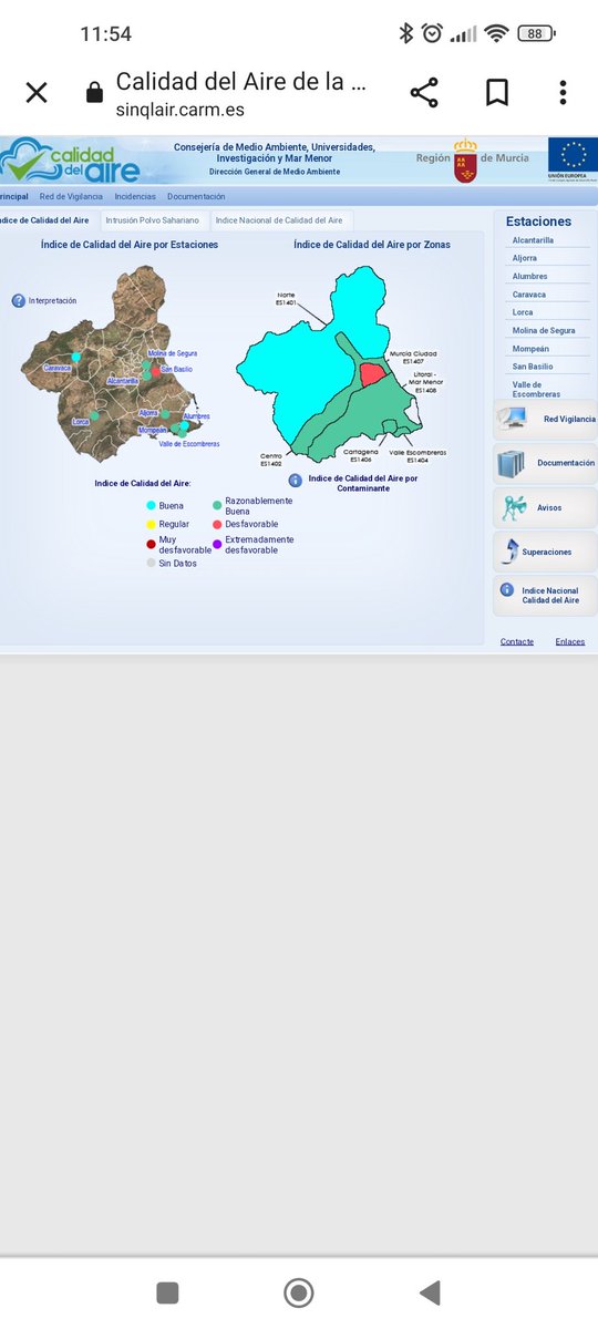 Los hechos no se pueden ocultar y hoy sábado por la mañana con tráfico mínimo tenemos la contaminación de Murcia en rojo. Qué dicen los que mandan? D'ONT LOOK UP! NO MIRES ARRIBA! No te alarmes, la boina que recubre Murcia es tradición!@AmbientalRM <a href="/LopezMirasF/">Fernando López Miras</a> <a href="/stopquemasmurc1/">#StopQuemasMurcia. t.me/StopQuemasMurcia</a>