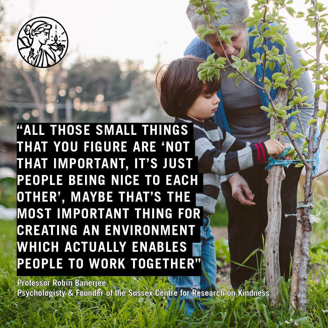 BPSOfficial's tweet photo. "The small stuff may actually be the big stuff." 

Prof Robin Banerjee says small acts of kindness may "create an environment which enables people to feel good &amp; to take on some really big challenges.”

A little goes a long way: https://t.co/G7mRLvKjg8 https://t.co/Vz4wSnx54m