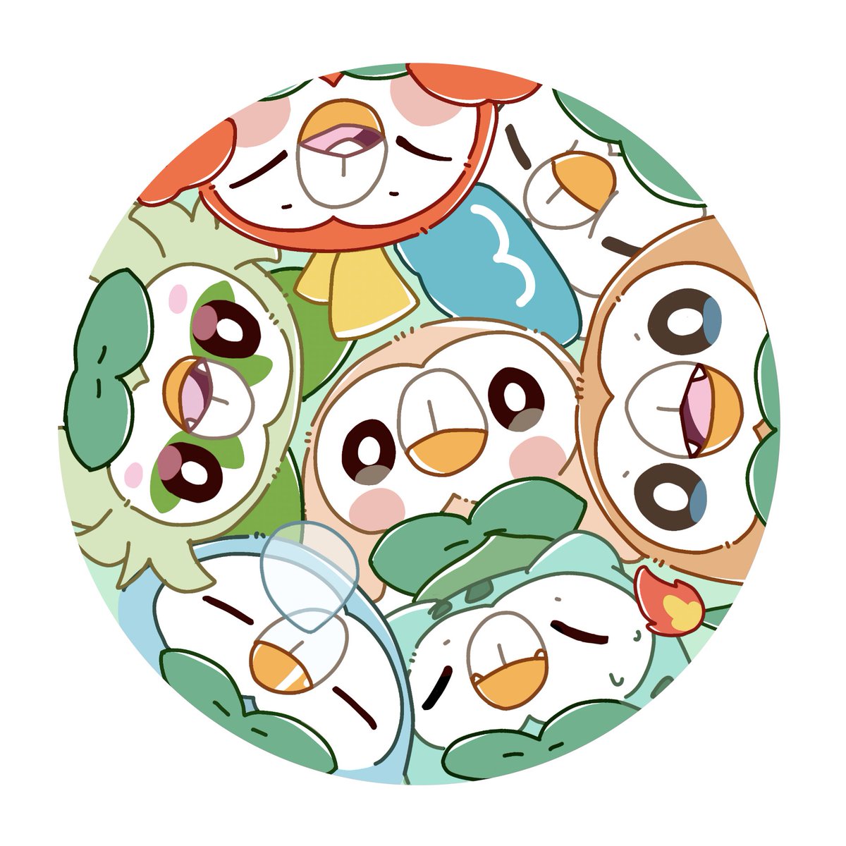 rowlet no humans sleeping closed eyes nose bubble pokemon (creature) open mouth bright pupils  illustration images