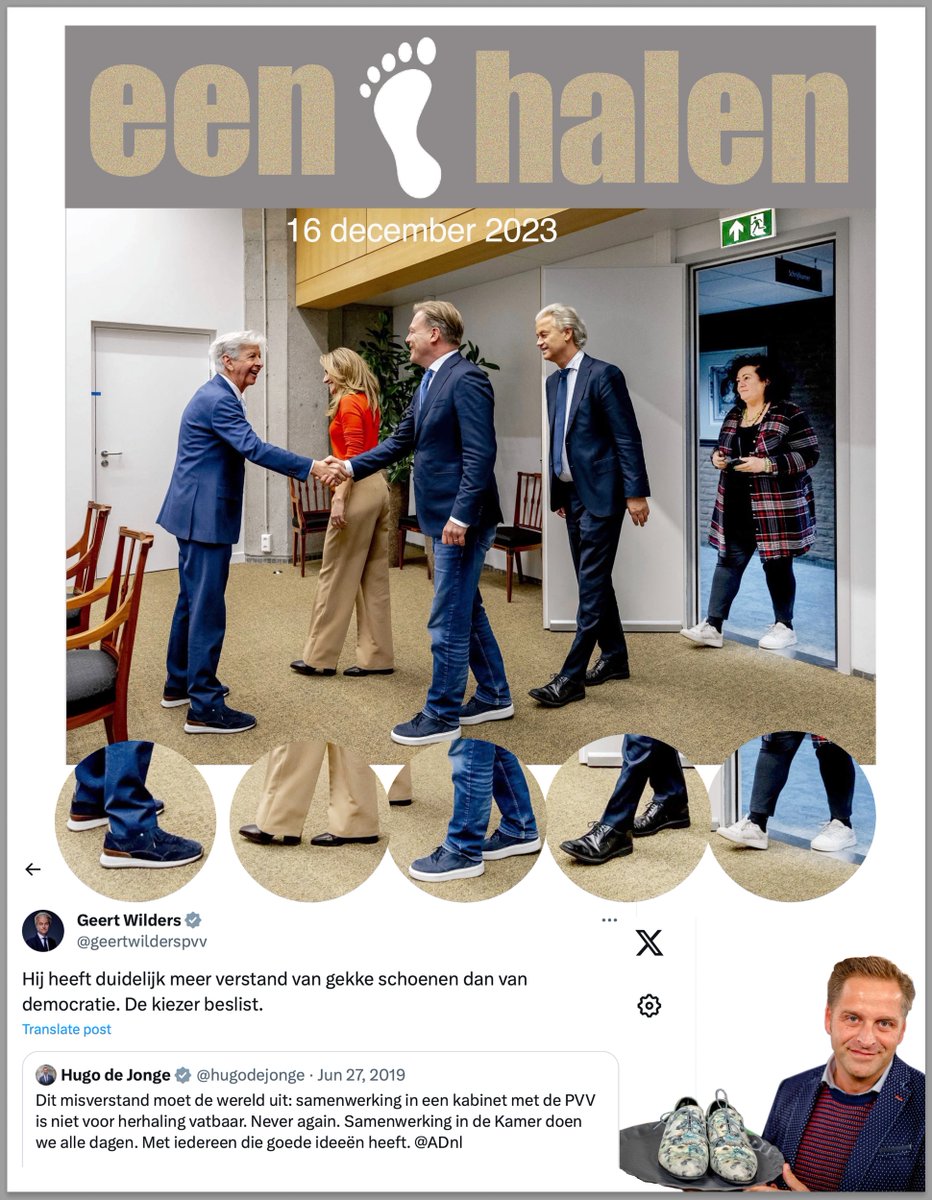 tjebbe's tweet photo. PODO POLITIEK
een wit voetje halen bij Wilders
CDA Hugo de Jong met de "stoute schoenen" verlaat op blote voeten 't Binnenhof.
Heeft Plasterk ambities als 'zakenmininster' gezien zijn schoeisel?
De VVD aanstichter van Wilders zijn zege heeft al vaste grond onder de voeten. https://t.co/MoYeHkv9ZZ