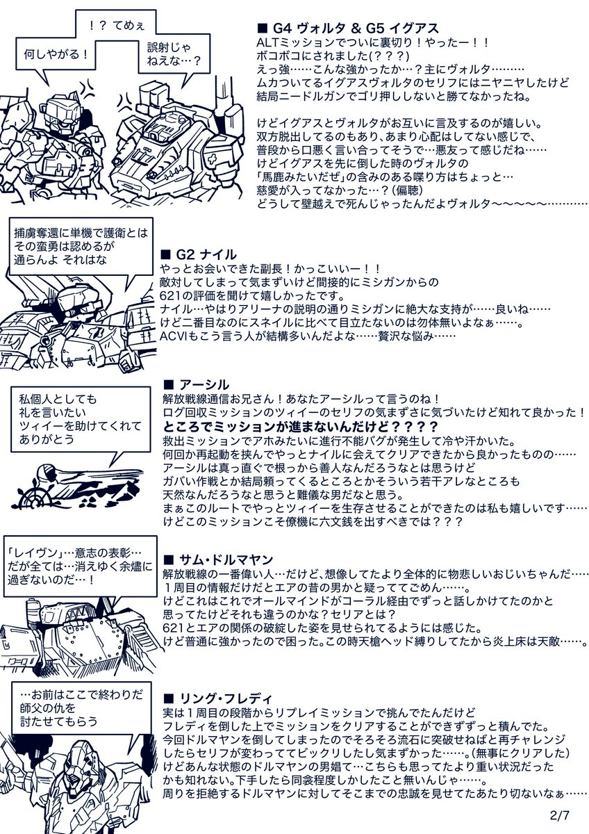 アーマードコア6 初見プレイ時に書いてた感想をこっちにまとめていくよ のラスト👇
【3周目感想(1/3)】最初からずっと気になってたけど……お前のこと大好きだ……となった3ルート目
※ネタバレと妄想過多 #AC6 #アーマードコアVI
