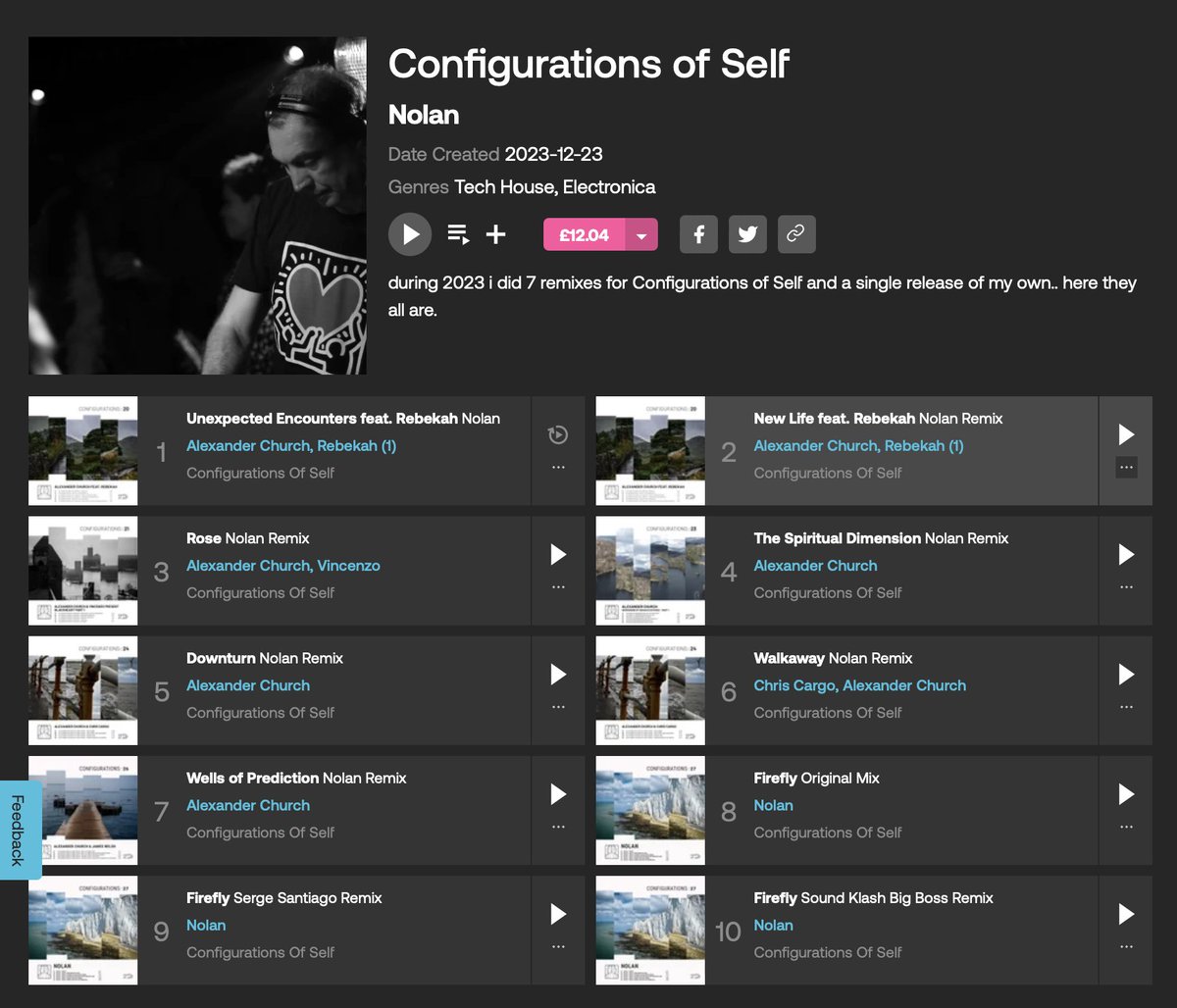 i did 7 remixes for Configurations of Self in 2023 and a single release which @SergeSantiago kindly remixed.. i put them all together in this handy chart/playlist on
@beatport 🎧 beatport.com/chart/configur…
