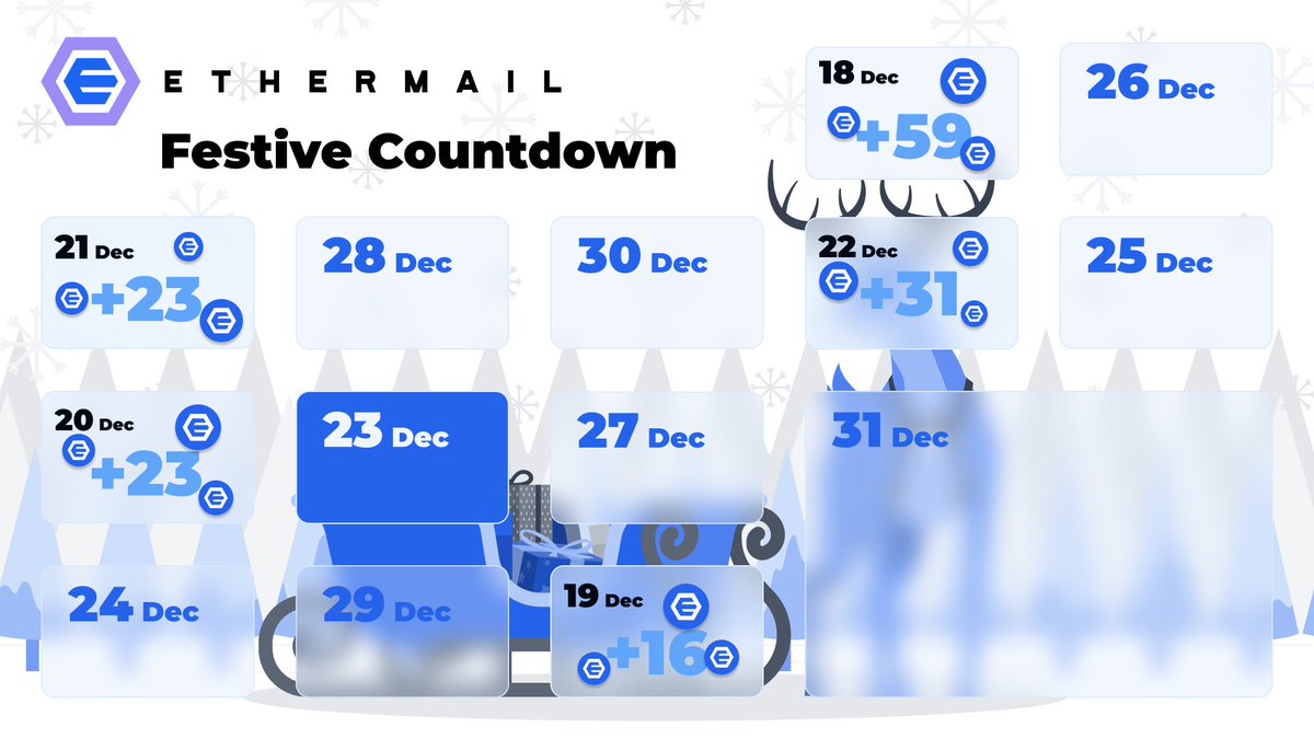 🦌 Rudolph the Red-Nosed Reindeer, had a very shiny nose … Light up your inbox this festive season with EtherMail! Connect a secondary email and collect daily EMC rewards. Check how many are waiting for you now at ethermail.io! 🌟 #EtherMailFestiveCountdown #Day6