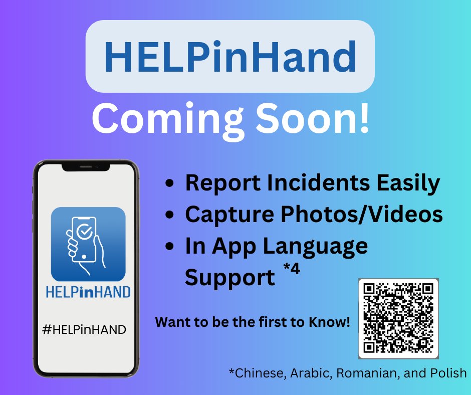 CWA_NI's tweet photo. Introducing HelpinHand – Want to be among the first to experience HelpinHand? Sign up now with this barcode to be among the first to know. #HELPinHand #SafetyFirstAlways #EmpowerWithHelpinHand #communitysafety#dontsufferinsilence#HateCrimeHurts https://t.co/5Zz0dUUGGs