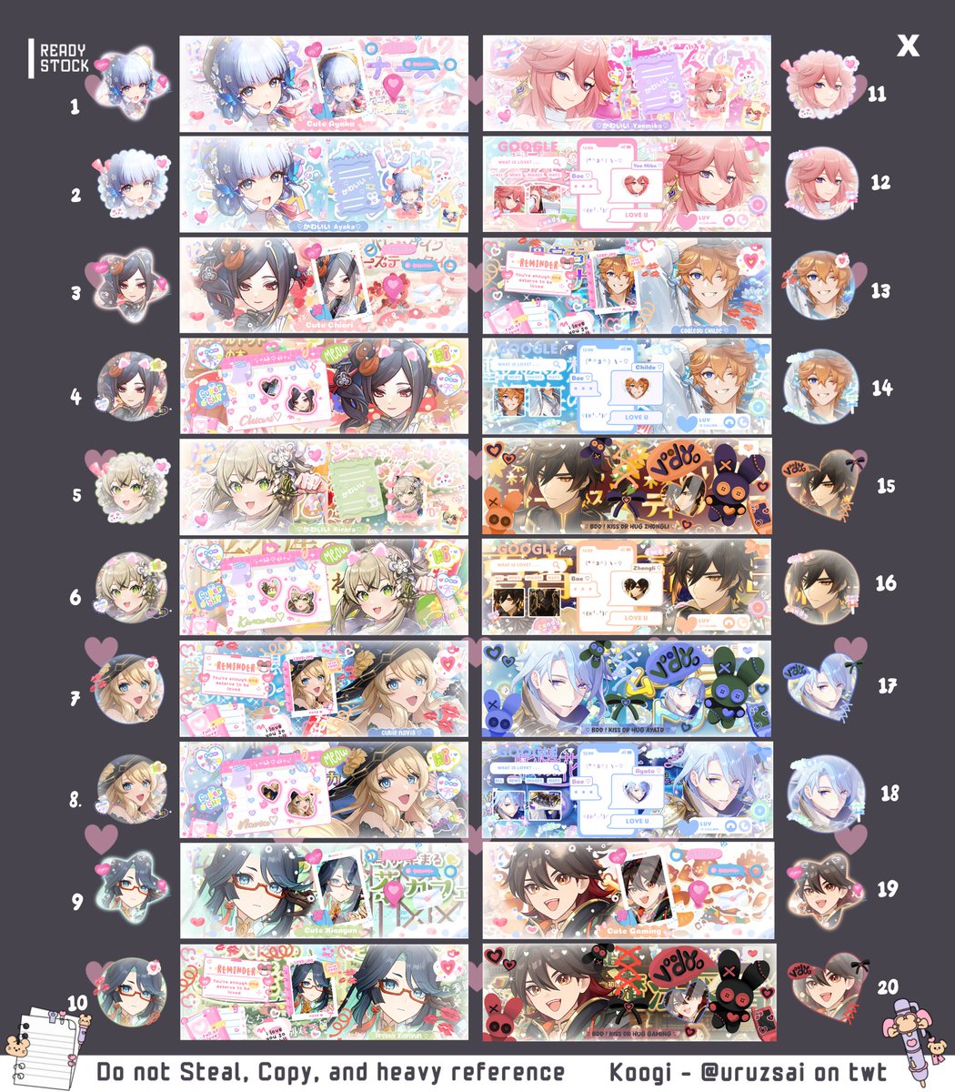 Help RT boleh ?? Maaciw 😣💓

Hai, koogi bawa layout ready Genshin nih ~
Only 5k/ea ✨
Get ava PNG only ~

Bisa langsung di take yaa ~
Sebut nomor nya yaa ~ ✨

Hepi shopping 💓
#zonauang #zonajajan