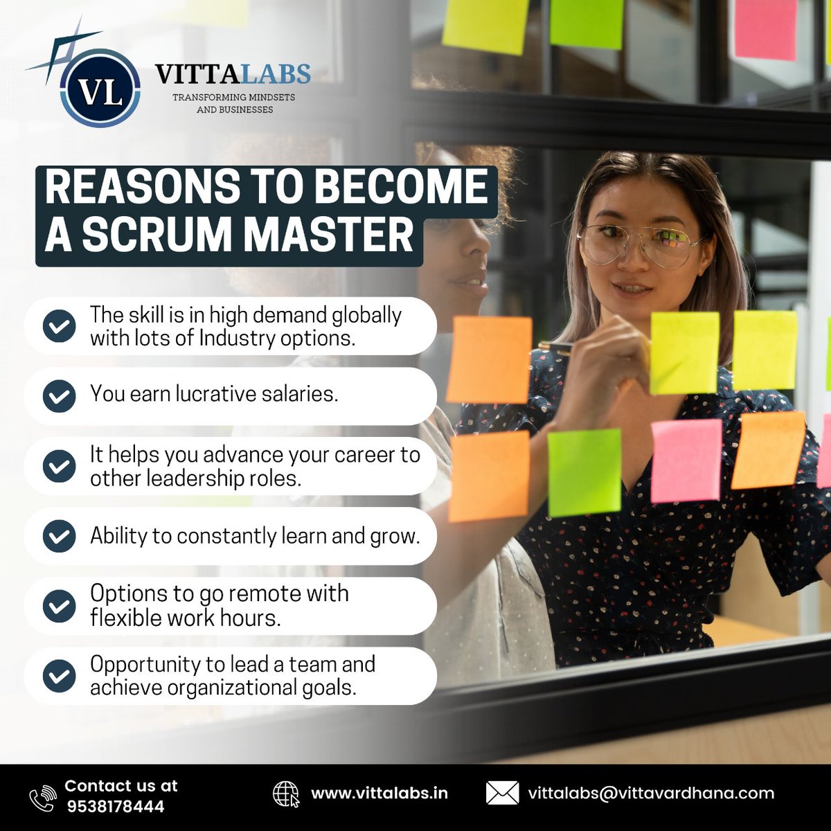 VittaLabs's tweet image. 6 Reasons to become a Scrum Master.

Do you have plans to become a Scrum Master?
Visit our Website (Link on bio) to gain access to courses, resources and materials to help you discover and understand the power of Scrum in project management.

#Scrumalliance #Agileleaders #Kaban