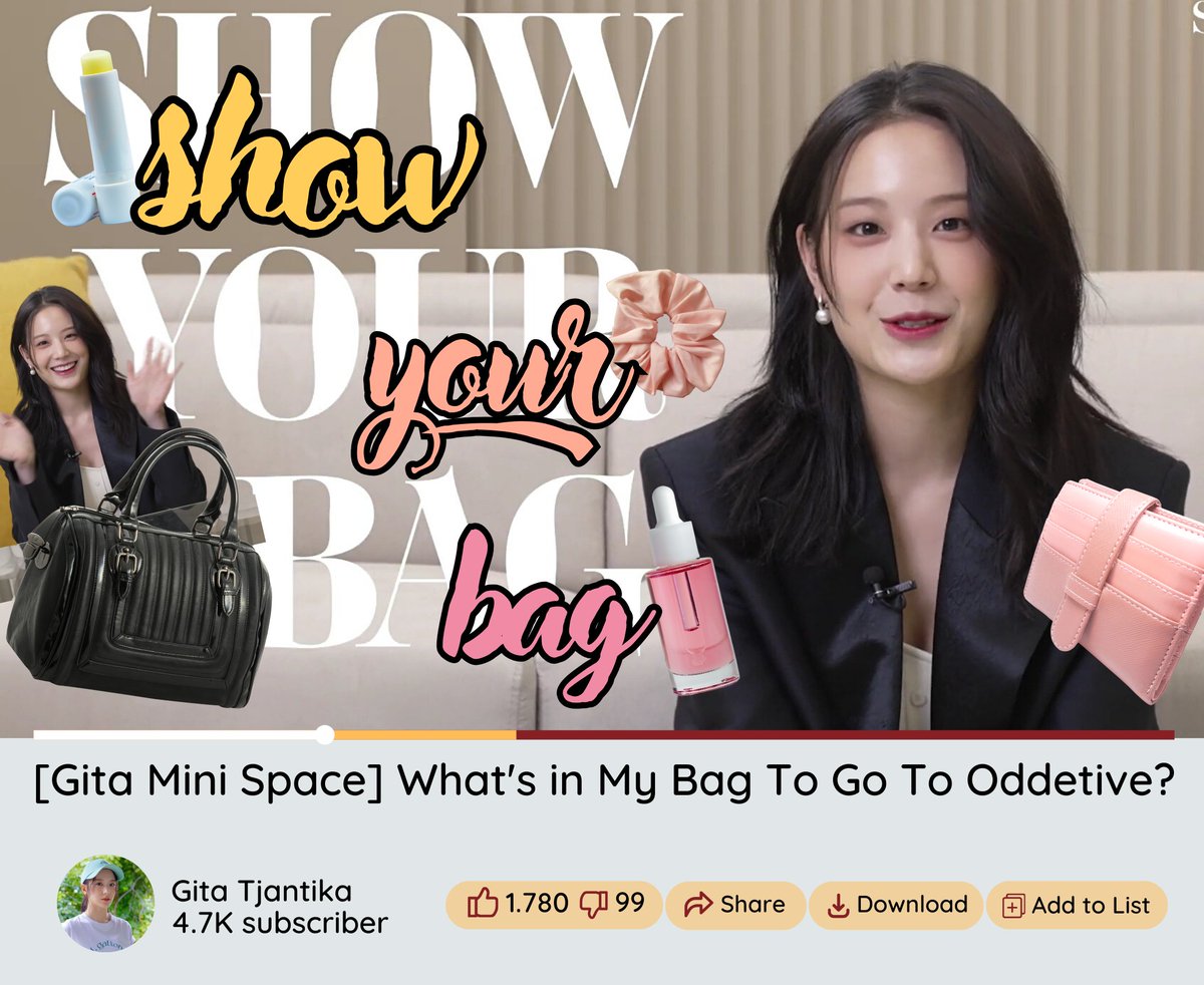 ㅤ
ㅤ 
𝐘𝐎𝐔𝐓𝐔𝐁𝐄 𝐔𝐏𝐃𝐀𝐓𝐄

What's in My Bag To Go To ODDETIVE | Gita Mini Space
𝐠𝐢𝐭𝐚 𝐭𝐣𝐚𝐧𝐭𝐢𝐤𝐚.

ㅤ