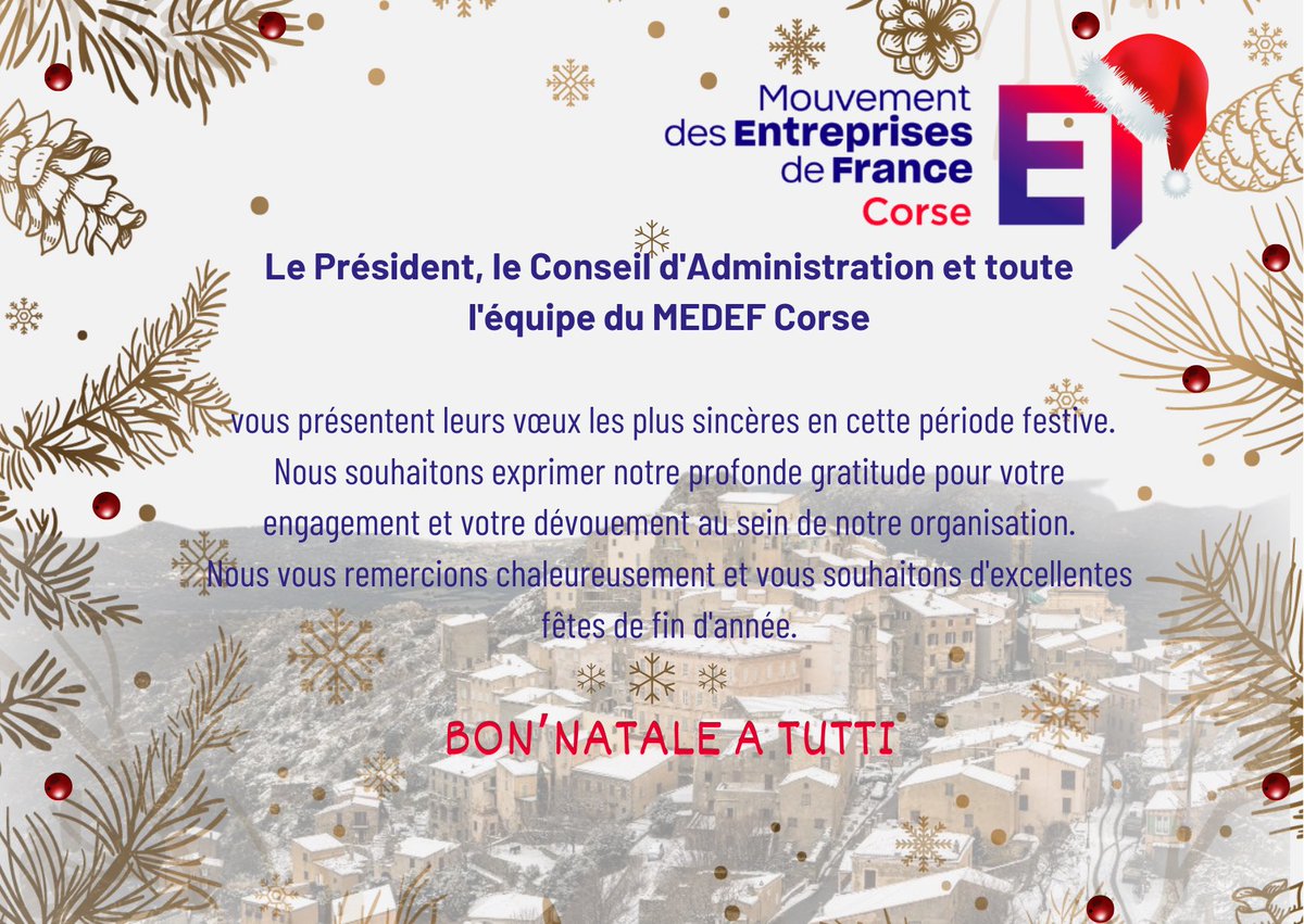 🎄🎅🎉 Le MEDEF Corse vous souhaite de joyeuses fêtes de fin d’année 🎉🎅🎄