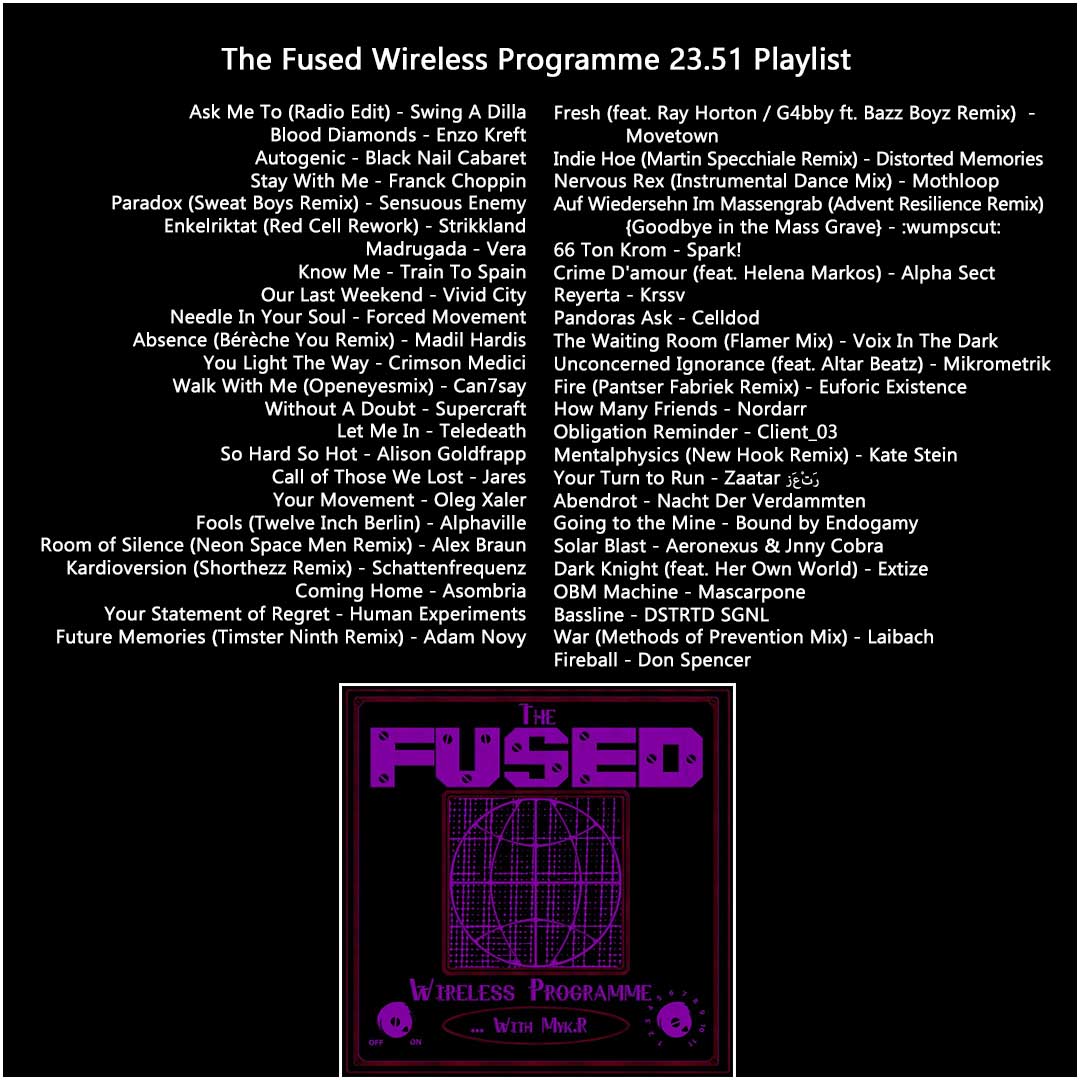 The Fused Wireless Programme (@fusedwireless) on Twitter photo You can now hear The Fused Wireless Programme 23.51 via fused.thenovalounge.com/valve/2023/12/…
<a href="/bigsatsumaradio/">Big Satsuma Radio</a> <a href="/LDRwaves/">Lake District Radio</a> <a href="/wcblackpool/">West Coast Blackpool</a> #EBM #Industrial #Electropop #electronicmusic #avantgarde #onlineradio #mykr #submissions #newmusic #allaboutthemusic #mixlettes #mixcloud You can now hear The Fused Wireless Programme 23.51 via fused.thenovalounge.com/valve/2023/12/…
<a href="/bigsatsumaradio/">Big Satsuma Radio</a> <a href="/LDRwaves/">Lake District Radio</a> <a href="/wcblackpool/">West Coast Blackpool</a> #EBM #Industrial #Electropop #electronicmusic #avantgarde #onlineradio #mykr #submissions #newmusic #allaboutthemusic #mixlettes #mixcloud