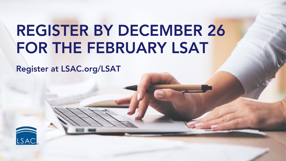 LSAC_Official's tweet image. Reminder: The deadline to register for the February LSAT is December 26. Secure your spot now by visiting lsac.org/lsat/register-….