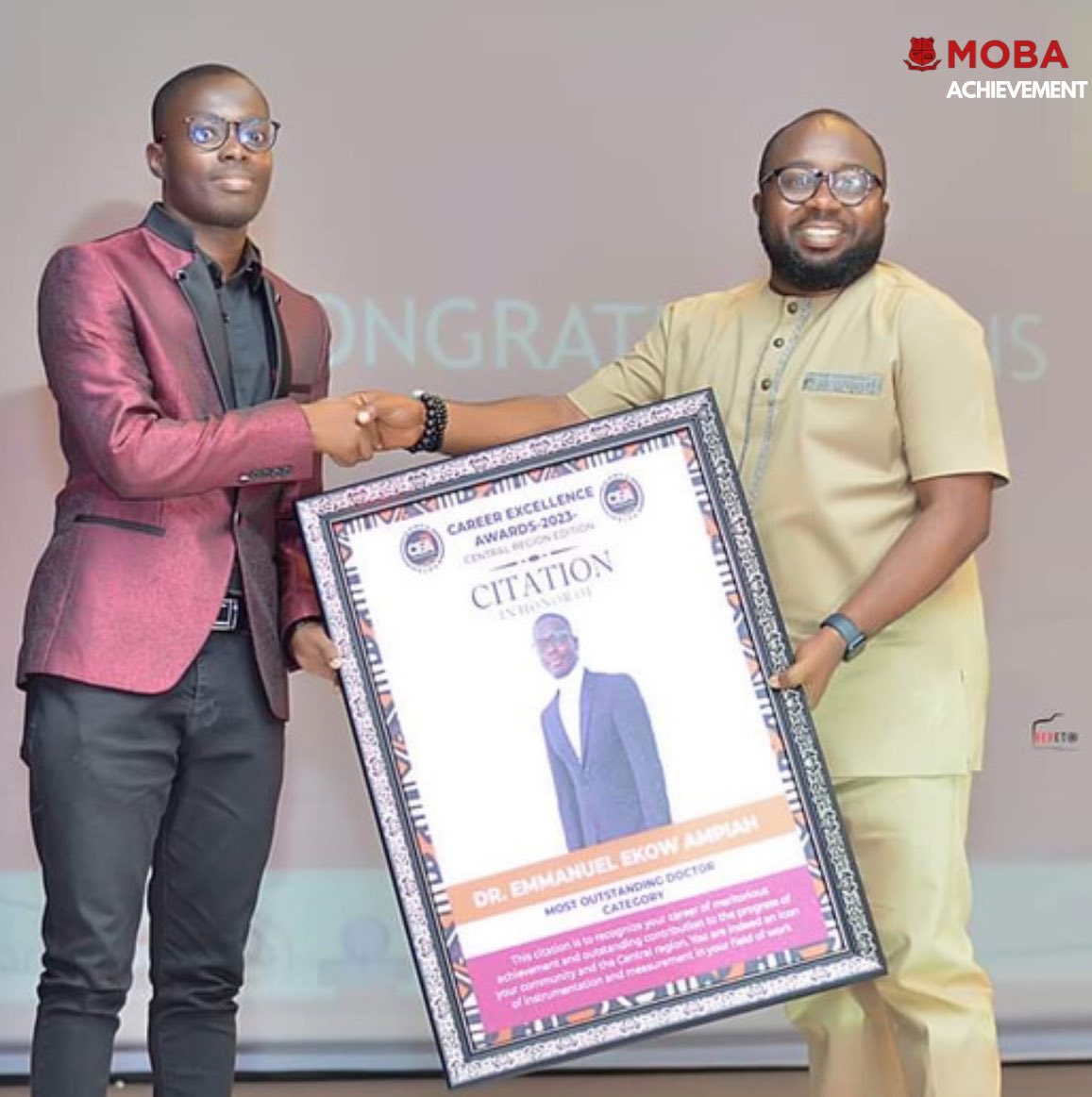 MOBAAchievement's tweet image. MOBA ACHIEVEMENT 🔴⚫️

We are delighted to inform the Mfantsipim Community of the remarkable accomplishment of MOBA Emmanuel Ekow Ampiah (‘08) for winning Best Optometrist &amp;amp; Career Excellence Awards Best Doctor in Central Region 2023. We are proud of you, MOBA.