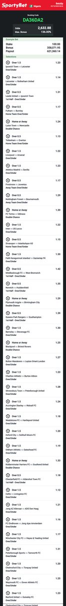 Holamide57's tweet photo. Game of the Day.....DA36DA2 
 880 Sure Odds...98%Tips @BetsMane @BettingTipsMan @BNXN @mrbayoa1 @TalentedFBG @Ekitipikin https://t.co/aBwudz0soY