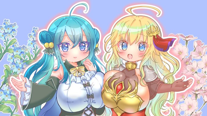 グロリオサちゃんとイソギクちゃんのご依頼でした♡
頭身ちいさめ描くのたのしい!!!(''ω'')ノ 