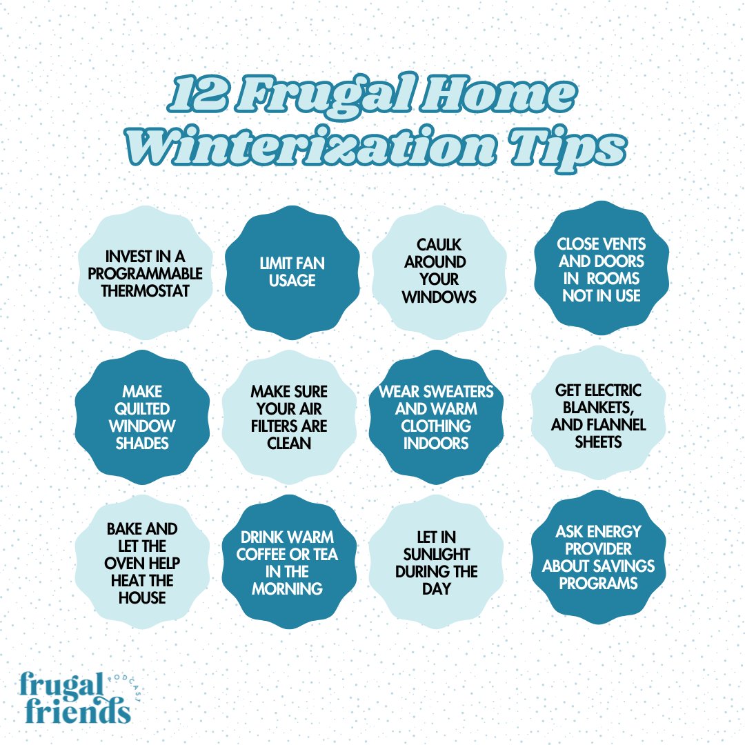 FrugalFriends_'s tweet photo. Here are 𝟏𝟐 𝐟𝐫𝐮𝐠𝐚𝐥 𝐡𝐨𝐦𝐞 𝐰𝐢𝐧𝐭𝐞𝐫𝐢𝐳𝐚𝐭𝐢𝐨𝐧 𝐭𝐢𝐩𝐬 for saving money this winter!

Want to learn more about winterization? Listen to "𝐅𝐫𝐮𝐠𝐚𝐥 𝐋𝐢𝐯𝐢𝐧𝐠 𝐓𝐢𝐩𝐬 𝐅𝐨𝐫 𝐖𝐢𝐧𝐭𝐞𝐫" HERE:  https://t.co/LHIbICT4F1 https://t.co/npgcUinPLV