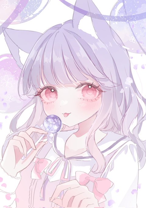 「animal ears holding candy」 illustration images(Latest)