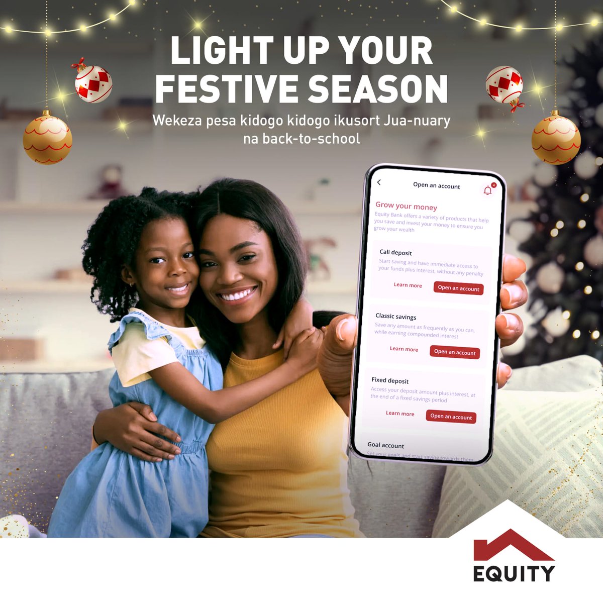 Tecna_ke's tweet photo. #LightUpYourFestiveSeason 
Ati doo kubuy luku ya Krisi imeless. Don't worry @KeEquityBank got you covered. @AliwaNovy @GirlYouWant2 let's access these services on your Equity Mobile App or dialing *247# or Equitel Line &amp; get an Instant Top-up to complete your transaction. https://t.co/bjvfd7QrK8