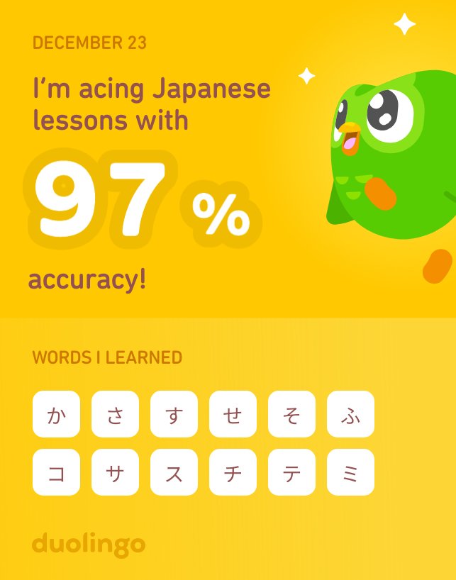 basiturrijal's tweet photo. I’m learning Japanese on Duolingo! It’s free, fun, and effective. https://t.co/6DOJrtCTto