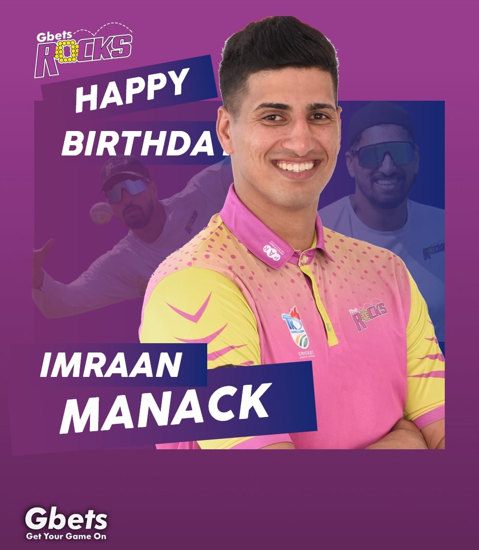 Cricket Boland (@paarl_rocks) on Twitter photo Join us in wishing <a href="/being_imimanack/">imraan manack</a> a very happy and festive birthday🎉.
#bolandcricket #gbets #gbetsrocks Join us in wishing <a href="/being_imimanack/">imraan manack</a> a very happy and festive birthday🎉.
#bolandcricket #gbets #gbetsrocks