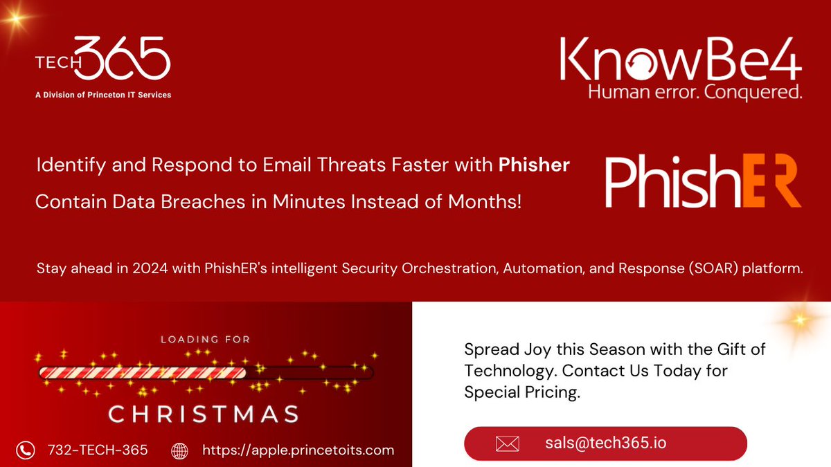 Tech365I's tweet image. Enhance your cybersecurity defense at Tech365 with KnowBe4's PhishER. Register now for unparalleled efficiency in managing and prioritizing potentially malicious email's reported by your users.
tech365.io/security/knowb…
#Tech365 #PhishER #Cybersecurity2024 #Princeton_IT_Services