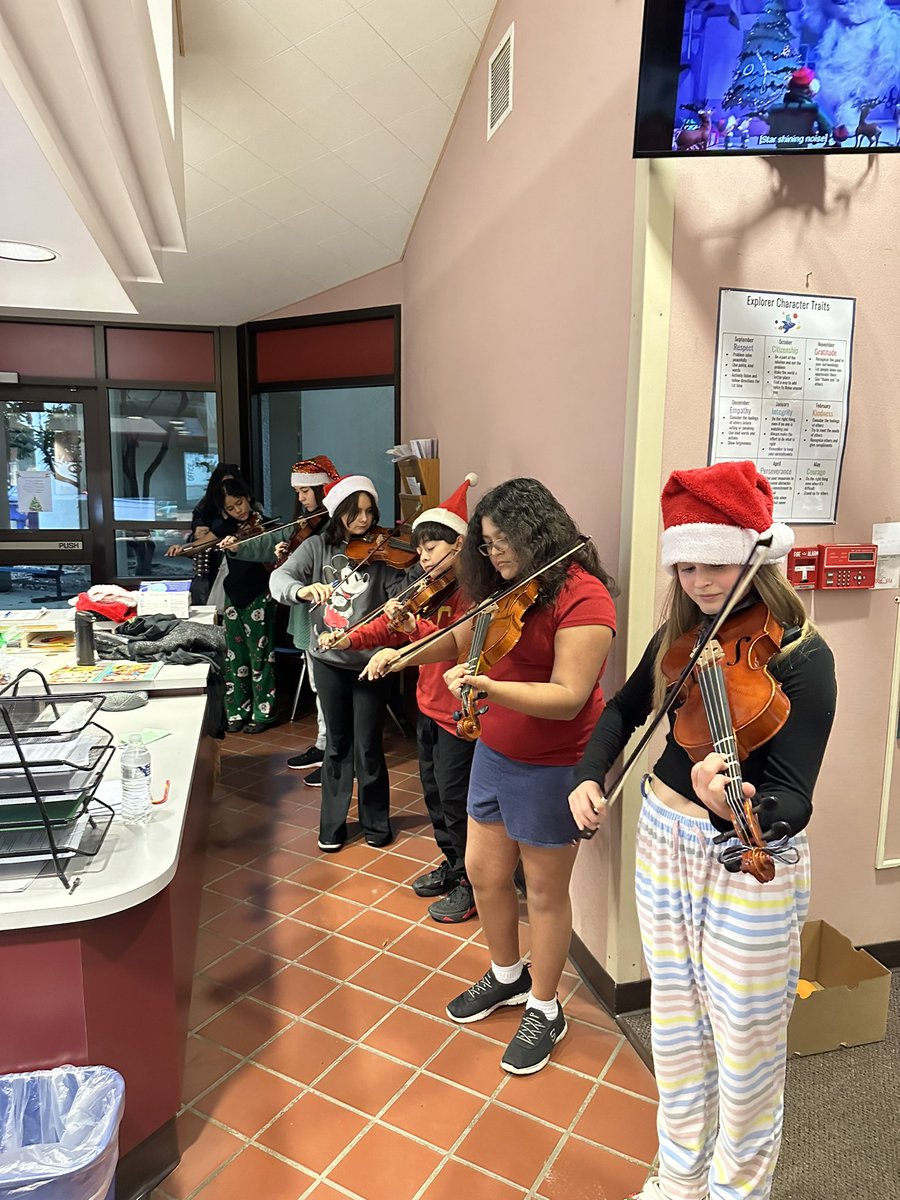 princpayne's tweet photo. Music for the holidays!  Thanks to Mrs. Adams and Mr. Christolear for our Caroling Strings and annual Christmas Sing-a-long!! #WeArePBV #mcauliffeexplorers https://t.co/3hTPZ54zZd