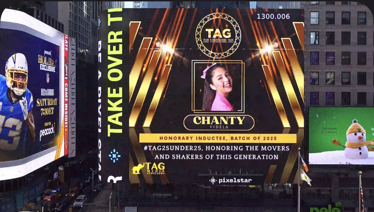 tagmediachicago's tweet photo. 🏆 #24 CHANTY VIDELA, Honorary Inductee, TAG 25 Under 25, Batch of 2023

#TAG25Under25
Honoring the movers and shakers of this generation ✨

#TAGAwardsChicago2023

With a special broadcast from the largest LED billboard in📍Times Square, NYC, 🇺🇸 the epicenter of global entertainment. 

CONGRATULATIONS 👏 👏 👏 The Filipino-American community of Chicago is very proud of you. May you continue to inspire others, and keep blessing the world with your core gift. 

🔔Don’t forget to subscribe/follow @tagmediachicago 

*Personalized plaques of all winners shall be mailed to recipient within 90 days. @chantyvidelaa @offclLapillus @wearelapisPH  @chantalvidela19 @chantalv_lovers @mld_official_
