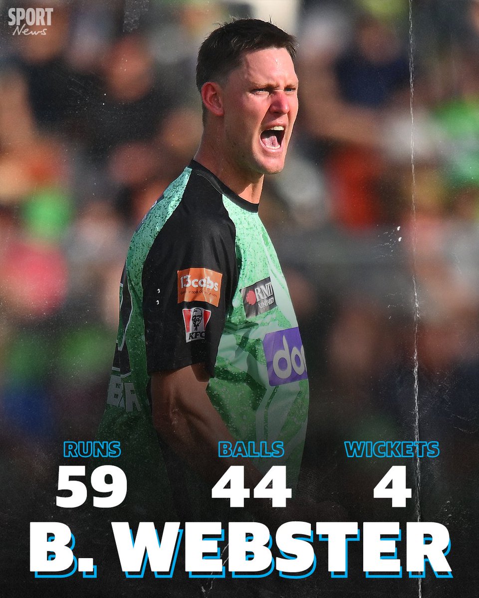 SuperCoachBBL's tweet photo. 1⃣8⃣1⃣ points for Beau Webster to start the round 3 #supercoach double!

Did you trade him in? 

Read more about his all-round emergence here: https://t.co/j0FnNNBDvS https://t.co/ttfniiClX8
