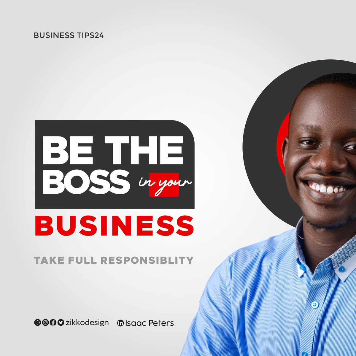 BE THE BOSS IN YOUR BUSINESS(Take full responsibility)

✅Taking charge of your entrepreneurial journey is the key to success. It's not just about titles; it's about embracing responsibility, making decisions, and steering your venture towards greatness. #BossMindset