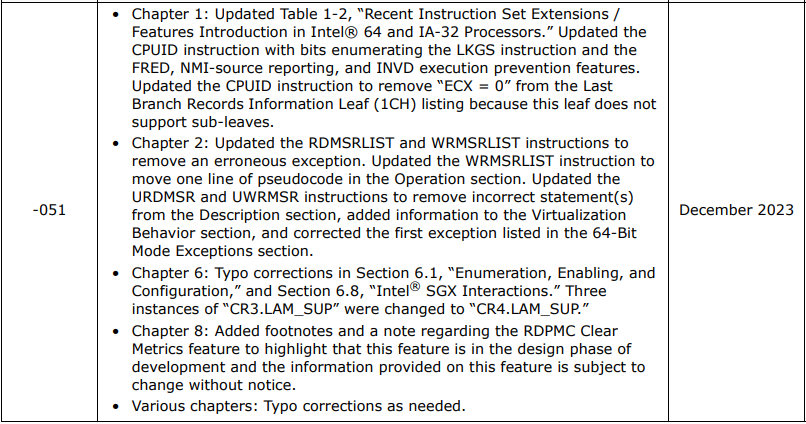 InstLatX64's tweet photo. #Intel released the 51st edition of the ISA Extensions Reference:
https://t.co/C4tbO9uvj5
#FRED #LKGS #PantherLake #ClearwaterForest
#NMI_Source https://t.co/Dqp61dkyp5