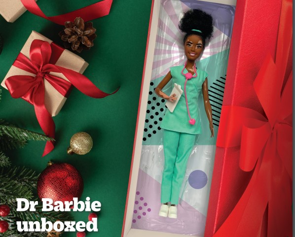 2023's cover star of the #BMJChristmas issue is Dr #Barbie, respiratory medicine consultant. Created by The BMJ to challenge tired yet persistent gender norms in medicine. 💉 Read about the inspiration for the cover in @rich_hurley's Editor's Choice 🔗 bit.ly/3tlQSh5