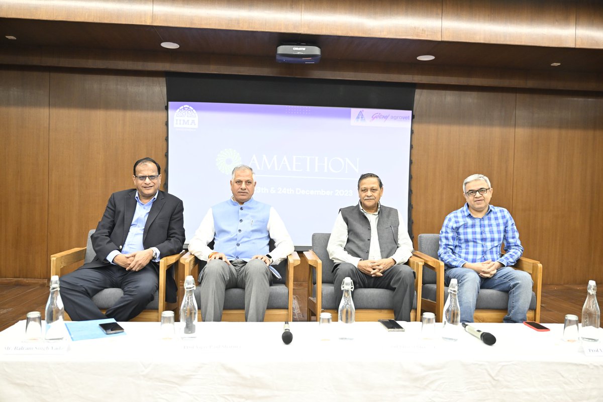 IIMAhmedabad's tweet photo. The 20th edition of #Amaethon, the Food and Agribusiness Summit of IIMA, commenced today. Prof Bharat Bhasker, Director, IIMA, inaugurated the event organised by the student-run Food and Agribusiness Club of IIMA.
#IIMAAmaethon #Amaethon2023 #FoodAndAgribusinessSummit #IIMAFABM https://t.co/z6Wkn1CE1n