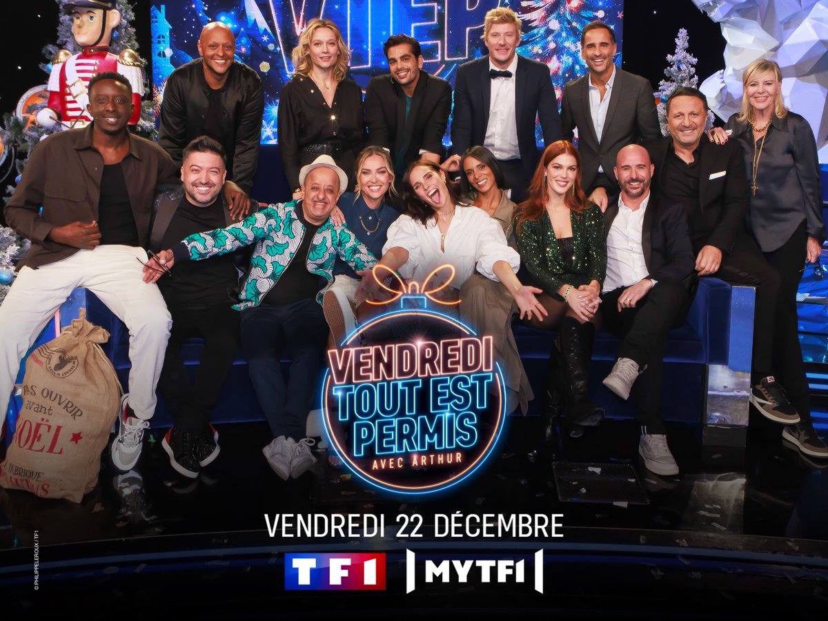 TF1Pro's tweet image. #Audiences @TF1

Bonnes performances pour #VTEP spécial Noël présenté par @Arthur_Officiel avec :

📌 2.2 M de Tvsp (P1)

#Leadership auprès des cibles féminines et jeunes sur l'ens de la soirée :

✅ 23% de PdA FRDA-50 ans 
✅ 24% de PdA 15-24 ans