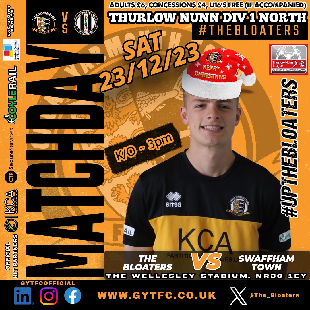 Matchday 20/40
Adults £6
Over 65s and 16-18s £4
Accompanied under 16s free 
Gates and bar open 2pm 
This one could be a Christmas cracker don’t miss it ! 🧡🖤