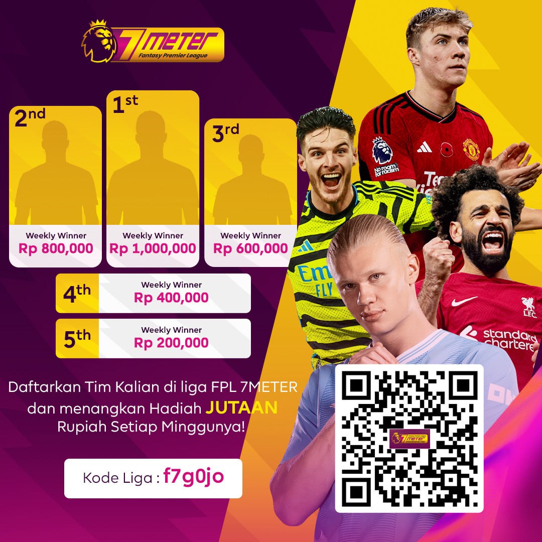 FPL_7Meter's tweet photo. MASIH OPEN REGIST GUYS!
π LIGA FPL 7METER π
π Total Hadiah Rp.3.000.000 (Tiap Gameweek) π
Daftar disini: https://t.co/VUyH2ZJN7d
#LigaFPL7METER #7METER #LigaFPL #EPL #FPL #FPLtips #FPLindo #FPLnews #JoinFPL #JoinLigaFPL #JoinFPLindo #fantasypremierleague #FPLCommunity https://t.co/NnBEopusFN