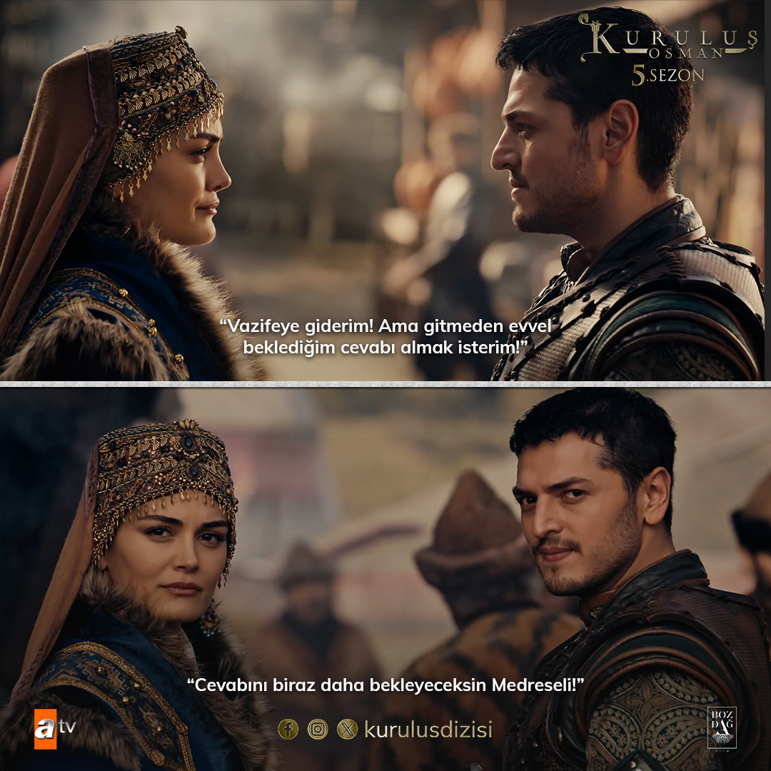 KurulusDizisi's tweet photo. Sizce #GoncaHatun'un cevabı ne olacak #KuruluşAilesi? 

Yorumlarınızı bekliyoruz 👇☺

#KuruluşOsman nefes kesen yeni bölümü ile Çarşamba 20.00’de #atv’de!

@bozdagfilm @atvcomtr https://t.co/yTo7Ga8sw1