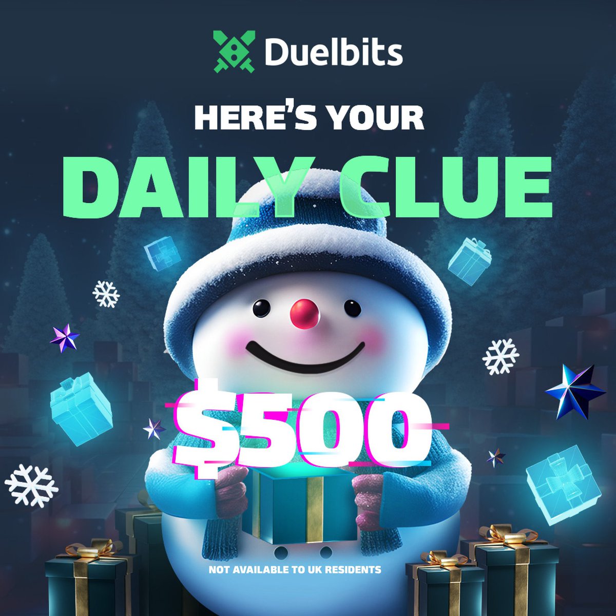 ☃️Find the Snowman on a different slot everyday for a chance to win $500!🚀

Here is your Daily Snowman Hunt Clue:
The Snowman is hunting a beast made of ice.

Check out our $1,000,000 Christmas and win some prizes👇
duelbits.com/xmas-2023/welc…
