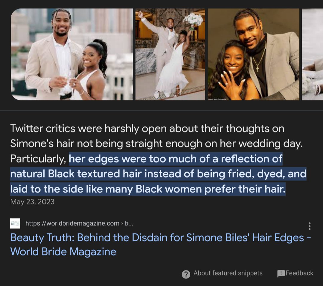 SpookByYourDoor's tweet image. Just for historical accuracy.

They focused on Simone Biles' hair on her wedding day (2023).

They dragged Gabbie Douglass' WHILE SHE WAS GETTING A GYMNASTICS GOLD MEDAL (2012).

And then they came for Blue Ivy's natural hair. (2014)

Carry on!