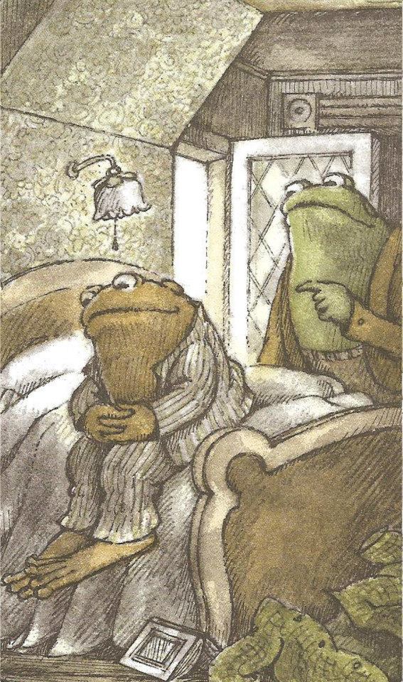 Toad sat on the edge of his bed.
“Blah,” said Toad.
“I feel down in the dumps.”