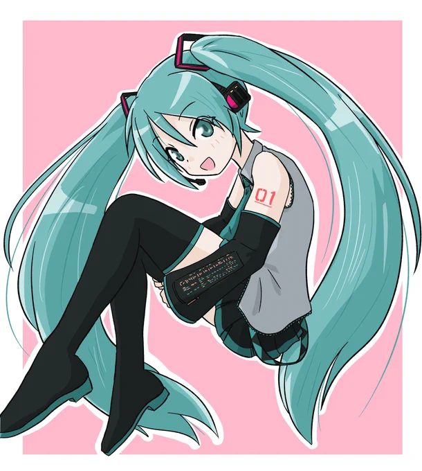 たまに描きたくなる初音ミクさん!ロングなツインテール好きです#初音ミク 