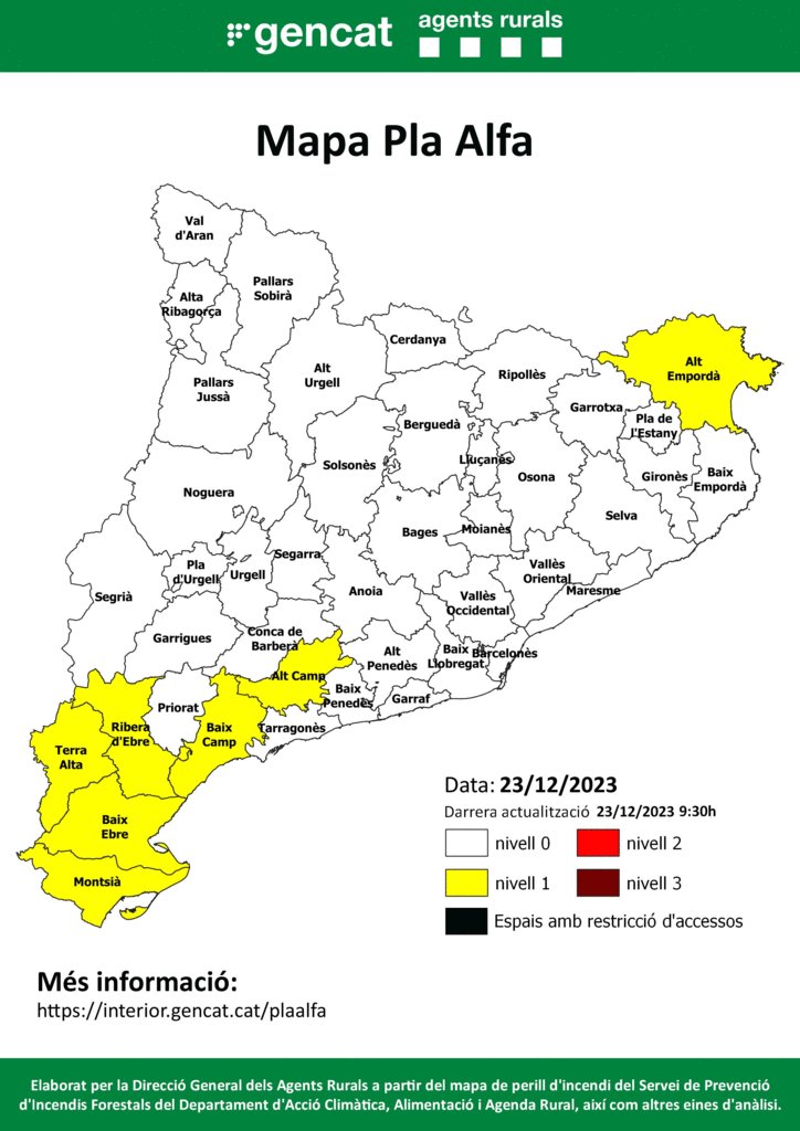 Mapa del Pla Alfa per avui. #adfcat #incendis
