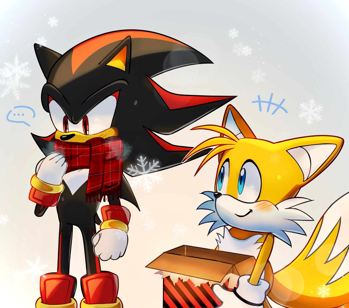 snt0skt's tweet photo. the tailstube holiday special was fun! it’s cute that shadow accepted the gift!! 🥹 https://t.co/83vnHlcb7N