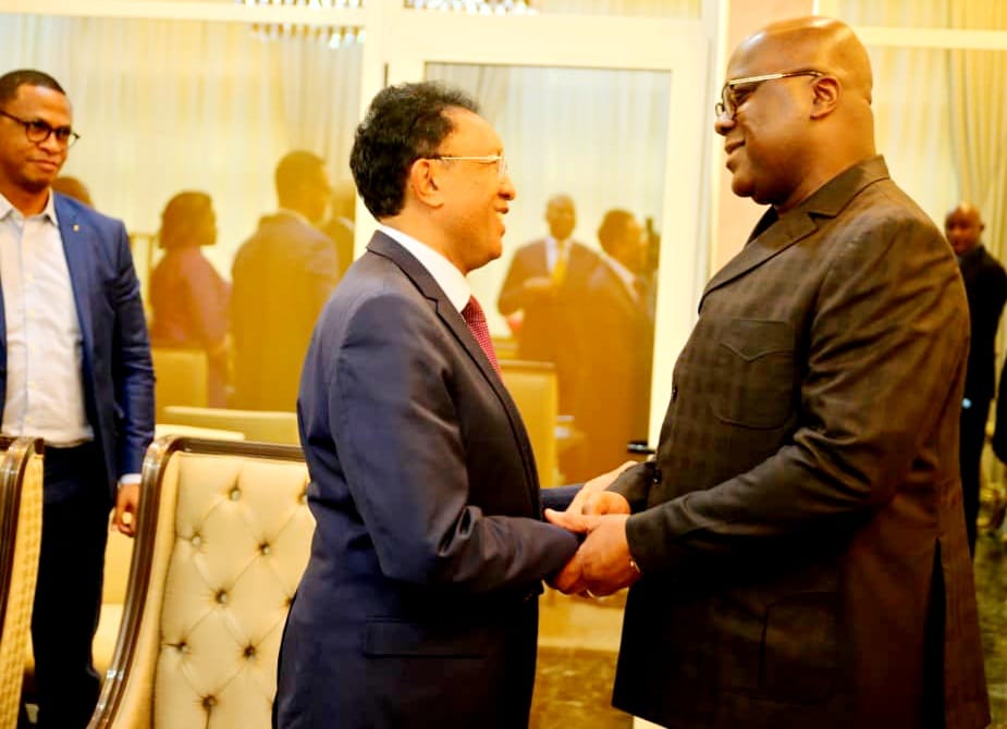 beboarimisa's tweet photo. Rencontre d'échanges avec le Président Félix Tshisekedi
@FelixUdps à la fin de la Mission d'observation du scrutin en  #RDCongo. Le Chef de Mission #MOEUA S.E. Hery R a eu une série de rencontres avec des candidats et acteurs de la vie politique congolaise. https://t.co/haGXQqXZlB