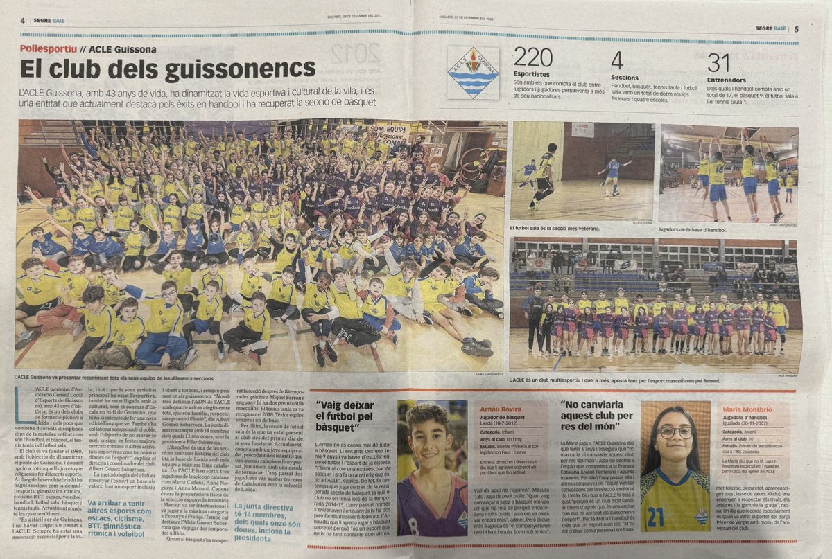 acleguissona's tweet photo. 🤩 Pels que hi han estat, pels que hi son i pels que hi seràn.

Gràcies @SEGREcom per aquest gran reportatge. 

Gràcies a totes i tots els que han ficat el seu gra d’arena perquè l’ACLE sigui on és ara mateix. Gràcies per confiar en el nostre projecte. #ADNACLE💙💛 https://t.co/KIqAAHg0ab