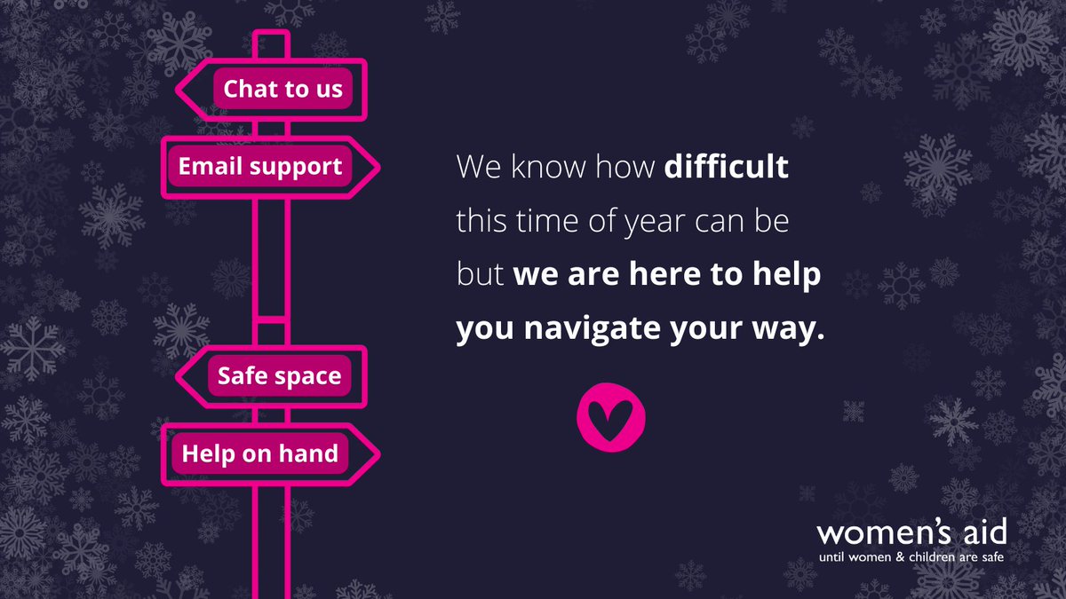 Domestic abuse does not stop over the festive period, but neither do we. We have many support options available for you and our services remain open as normal: womensaid.org.uk/information-su… #DomesticAbuseAwareness