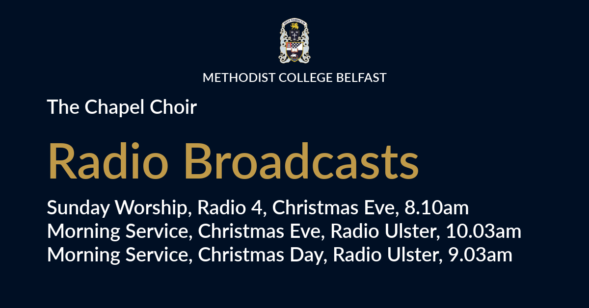 MethodyBelfast's tweet photo. Tune in to listen to our renowned Chapel Choir on Radio 4 and Radio Ulster over the festive period 🎄⭐

Sunday Worship, Radio 4, Christmas Eve, 8.10 am
Morning Service, Christmas Eve, Radio Ulster, 10.03 am 
Morning Service, Christmas Day, Radio Ulster, 9.03 am

 #MadetoLead https://t.co/P8j3bkU99v