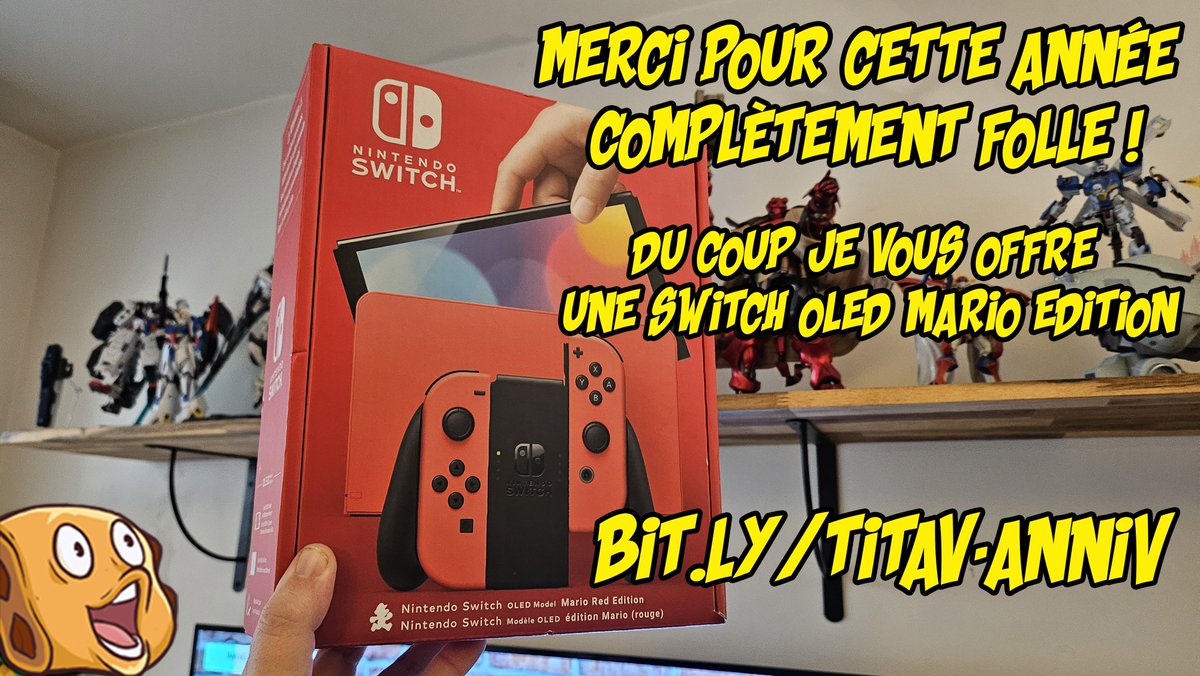 TiTav1on's tweet photo. Seconde annonce:

Je voulais vous remercier pour cette année incroyable, du coup j'ai une petite Switch Oled Mario Edition à vous faire gagner !

Merci d'être si nombreux chaque jour à me suivre dans mes jeux parfois étrange et souvent Resident Evil.

==> https://t.co/Zx2SLu365R https://t.co/W6OdWiKABt